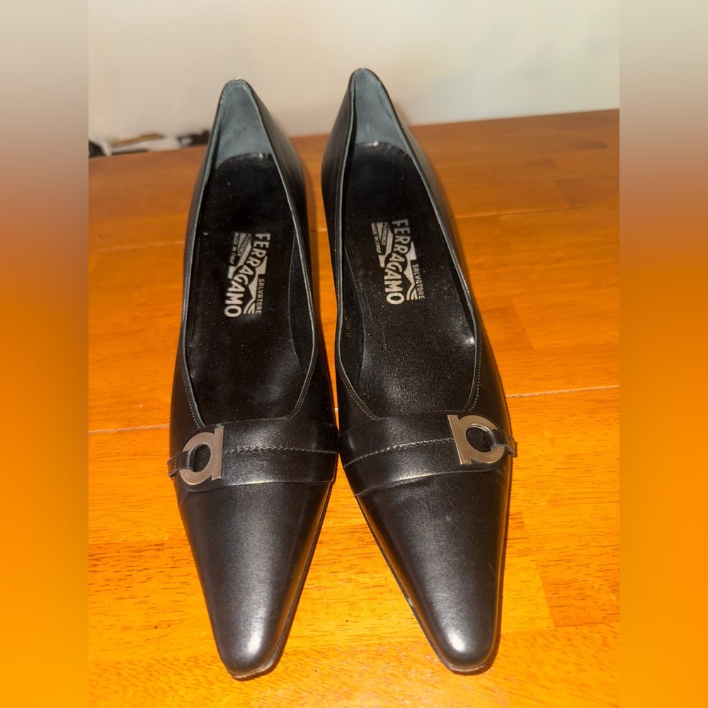 Salvatore Ferragamo Black Leather Heels